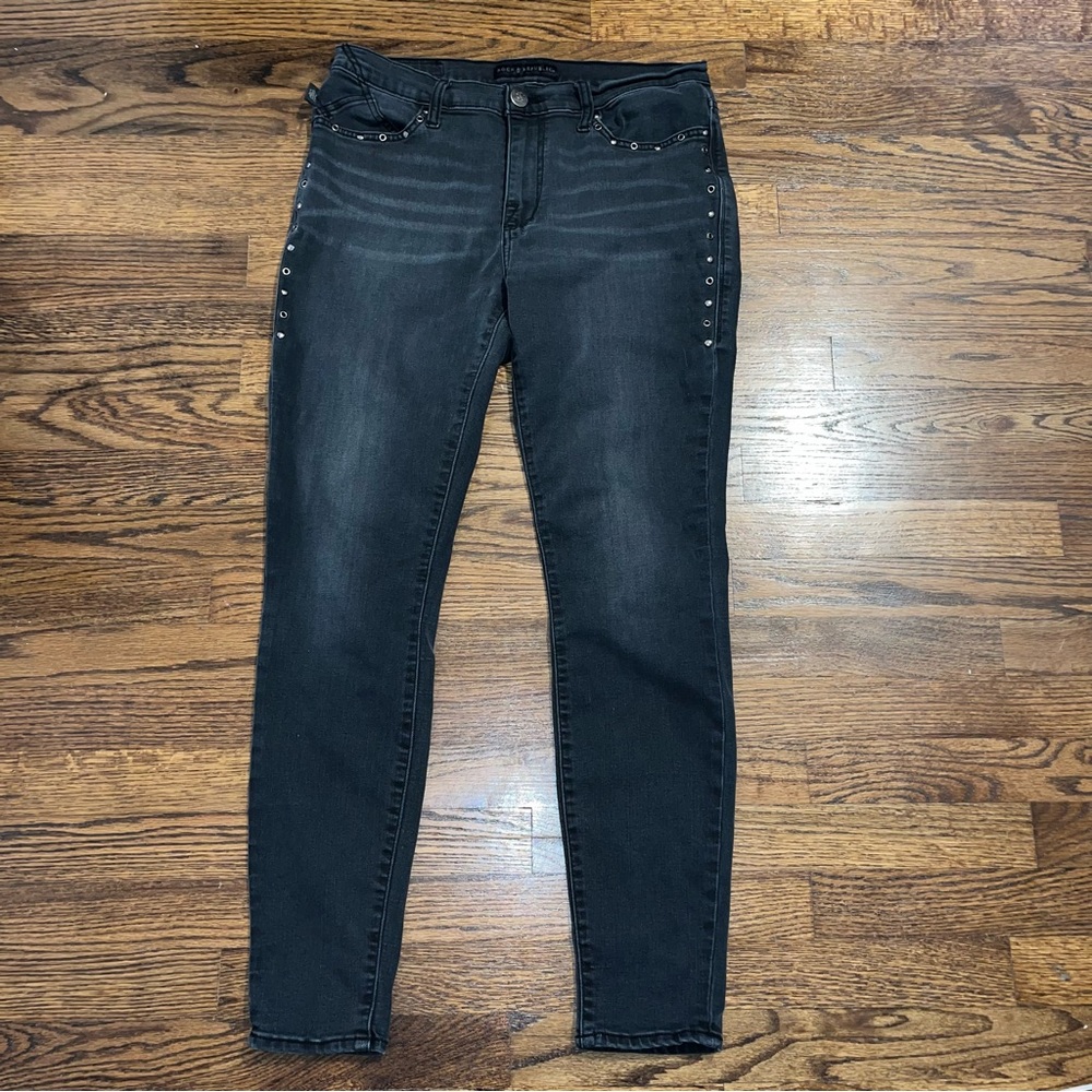 Rock & Republic Kashmiere‎ Black Studded Skinny Jeans Women’s Size 12 M